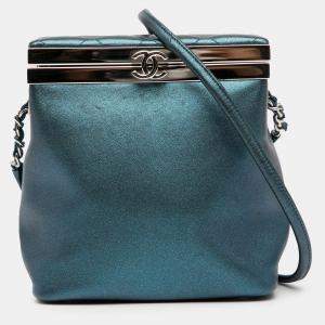 Pre Owned Chanel Blue CC Metallic Calfskin Vanity Bag
