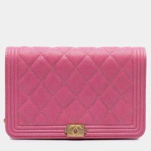Pre Owned Chanel Small Quilted Caviar Boy Flap