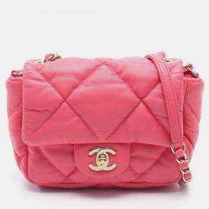 Pre Owned Chanel Bubble Mini Pink Leather Flap Shoulder Bag