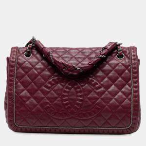 Pre Owned Chanel Red Quilted Calfskin Istanbul Accordion Flap