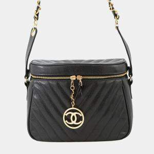 Pre Owned Chanel V Stitch Chain shoulder Black Caviar Leather
