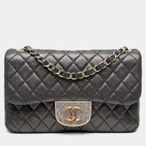 Pre Owned Chanel Small Quilted Iridescent Calfskin Crystal Single Flap