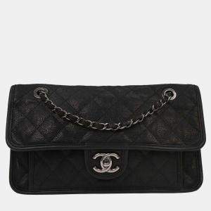 Pre Owned Chanel Black Calfskin French Riviera Shoulder Bag