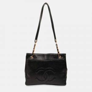 Pre Owned Chanel Black CC Caviar Chain Tote