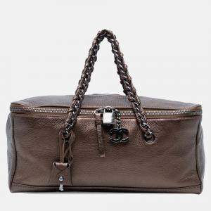 Pre Owned Chanel Brown Large CC Luxe Ligne Bowler Handbag