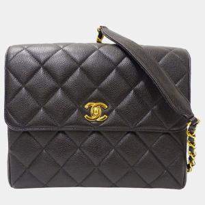Pre Owned Chanel Bag Matelasse Caviar Skin Black Chain