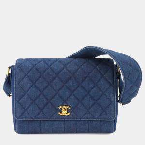 Pre Owned Chanel Matelasse Shoulder Bag In Denim Blue