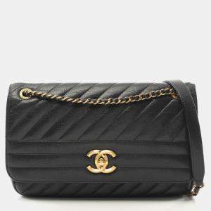 Pre Owned Chanel Coco Mark Quilted Flap Bag Shoulder Leather Black