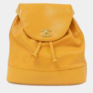 Pre Owned Chanel Leather Orange Backpack