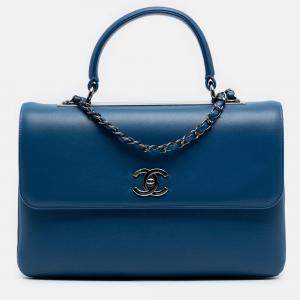 Pre Owned Chanel Blue Medium Lambskin Trendy CC Top Handle Bag