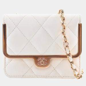 Pre Owned Chanel Mini Lambskin Chain Belt Waist Bag