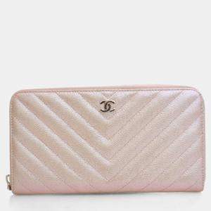 Pre Owned Chanel Caviar CC Long Zip Wallet