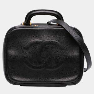 Pre Owned Chanel Black CC Caviar Vanity Case
