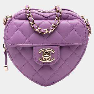 Pre Owned Chanel Purple Mini Lambskin CC in Love Heart Crossbody