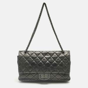 Pre Owned Chanel Black Quilted Aged Leather Classic 227 Reissue 2.55 Flap Bag