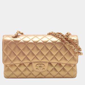 Pre Owned Chanel Brown Medium Classic Lambskin Double Flap