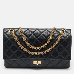 Pre Owned Chanel Black Quilted Aged Leather Classic 226 Reissue 2.55 Flap Bag