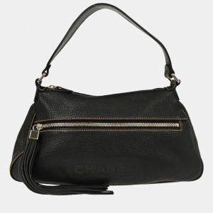 Pre Owned Chanel Black Calfskin Handbag