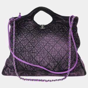 Pre Owned Chanel Purple Denim Chanel 31 Shopping Bag 2way Handbag