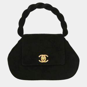Pre Owned Chanel Black Suede Handbag