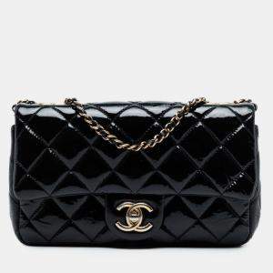 Pre Owned Chanel Navy Blue Paris-Salzburg Small Patent and Goatskin CC Eyelet Flap