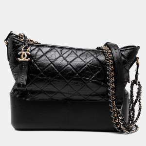 Pre Owned Chanel Black Medium Aged Calfskin Gabrielle Crossbody