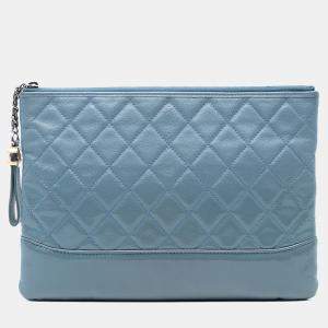 Pre Owned Chanel Blue Medium Aged Calfskin Gabrielle O Case Clutch