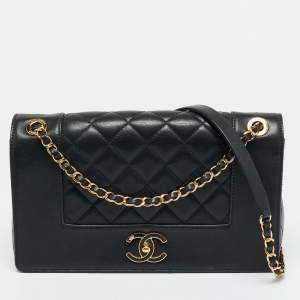 Pre Owned Chanel Black Quilted Leather Mademoiselle Flap Bag