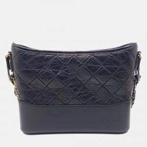 Pre Owned Chanel Black Leather Gabrielle Hobo Bag New Medium