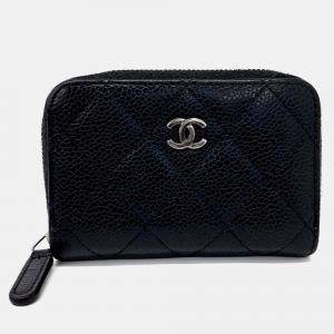 Pre Owned Chanel Black Leather Caviar Card Holder