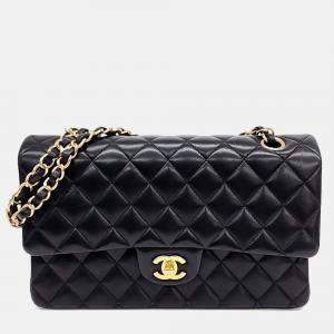 Pre Owned Chanel Black Lambskin Leather Lambskin Classic Medium