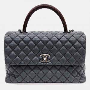 Pre Owned Chanel Grey Leather Caviar Coco Handle