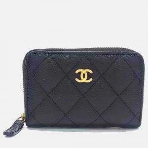 Pre Owned Chanel Black Caviar Leather Caviar Card Holder