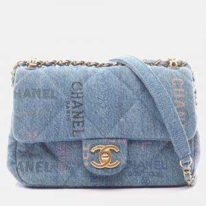 Pre Owned Chanel Flap Blue Denim Shoulder Bag