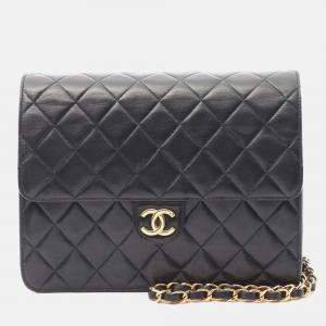 Pre Owned Chanel Flap Black Leather Shoulder Bag
