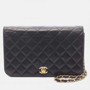 Pre Owned Chanel Full Flap Black Quilted Leather Shoulder Bag