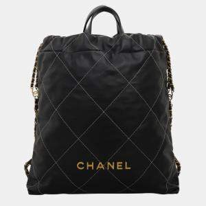 Pre Owned Chanel Black Quilted Calf Leather C22 Backpack