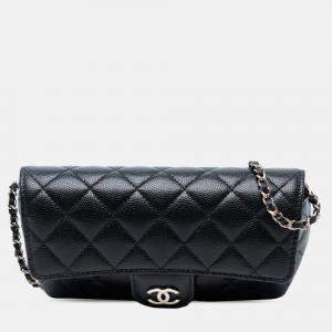 Pre Owned Chanel Black Caviar Sunglasses Case on Chain