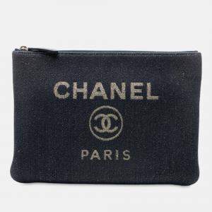 Pre Owned Chanel Medium Denim Deauville O Case Clutch