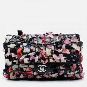 Pre Owned Chanel Medium Classic Lambskin and Silk Ribbon Single Flap