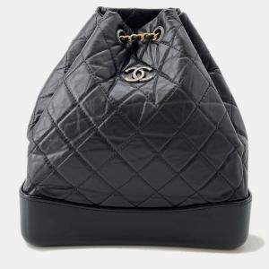 Pre Owned Chanel Gabriel Do Backpack Black Aged Calf Leather