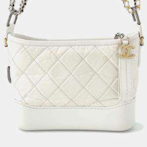 Pre Owned Chanel Gabriel White Aged Calf Leather Size Small