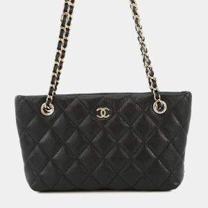 Pre Owned Chanel Matelasse Chain shoulder Bag Timeless Classics Line Black Caviar Leather