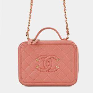 Pre Owned Chanel Ccfiligree 2Wayshoulder Bag Pink Caviar Leather