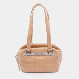 Pre Owned Chanel Chocolate Bar Shoulder Bag Leather Beige