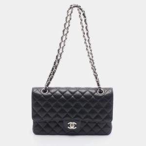 Pre Owned Chanel Matelasse W Flap Chain Shoulder Bag Calf Leather Black