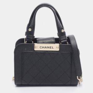Pre Owned Chanel Matelasse Shoulder Crossbody Bag Leather Calfskin Black