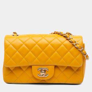 مملوكة مسبقًا Chanel Yellow Mini Rectangular Classic Lambskin Single Flap