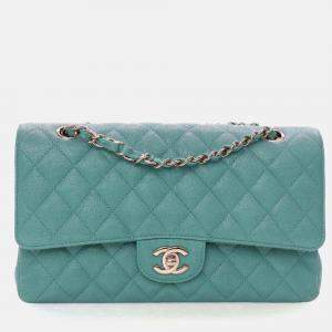 مملوكة مسبقًا Chanel Medium Blue/Green Caviar Classic Double Flap Bag