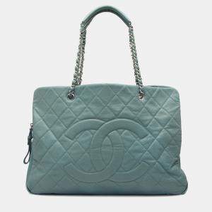 مملوكة مسبقًا Chanel Blue Quilted Caviar Timeless Tote XL